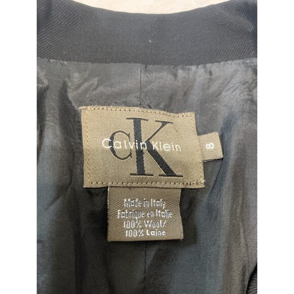 Vintage Calvin Klein Women's Blazer 100% Merino Wool Size 8 Black Long Y2K Work - Picture 7 of 12